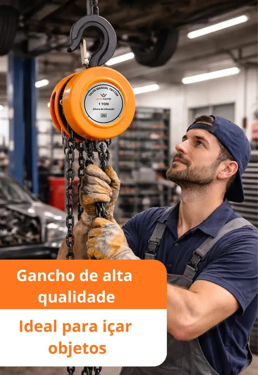 Talha Manual 1 Tonelada 1000kg Corrente 3 m de Elevação Com Freio — imagem 6