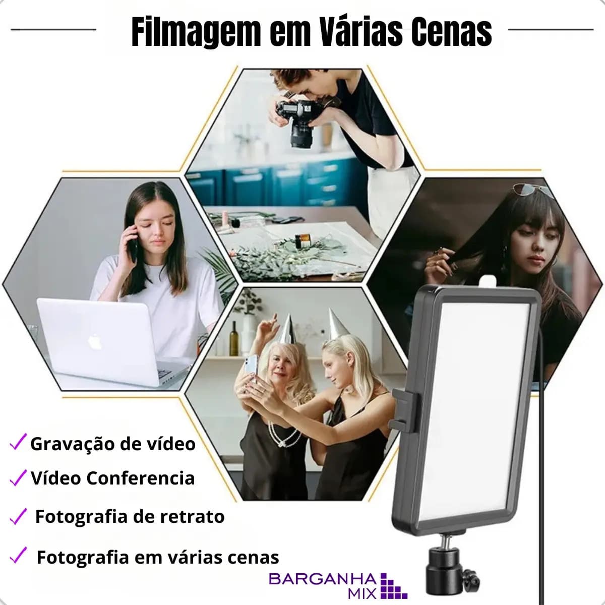 Ring Light LED Lumi de 33cm com Tripé 2,10m e Luz Ajustável para Maquiagem e Vídeos — imagem 6