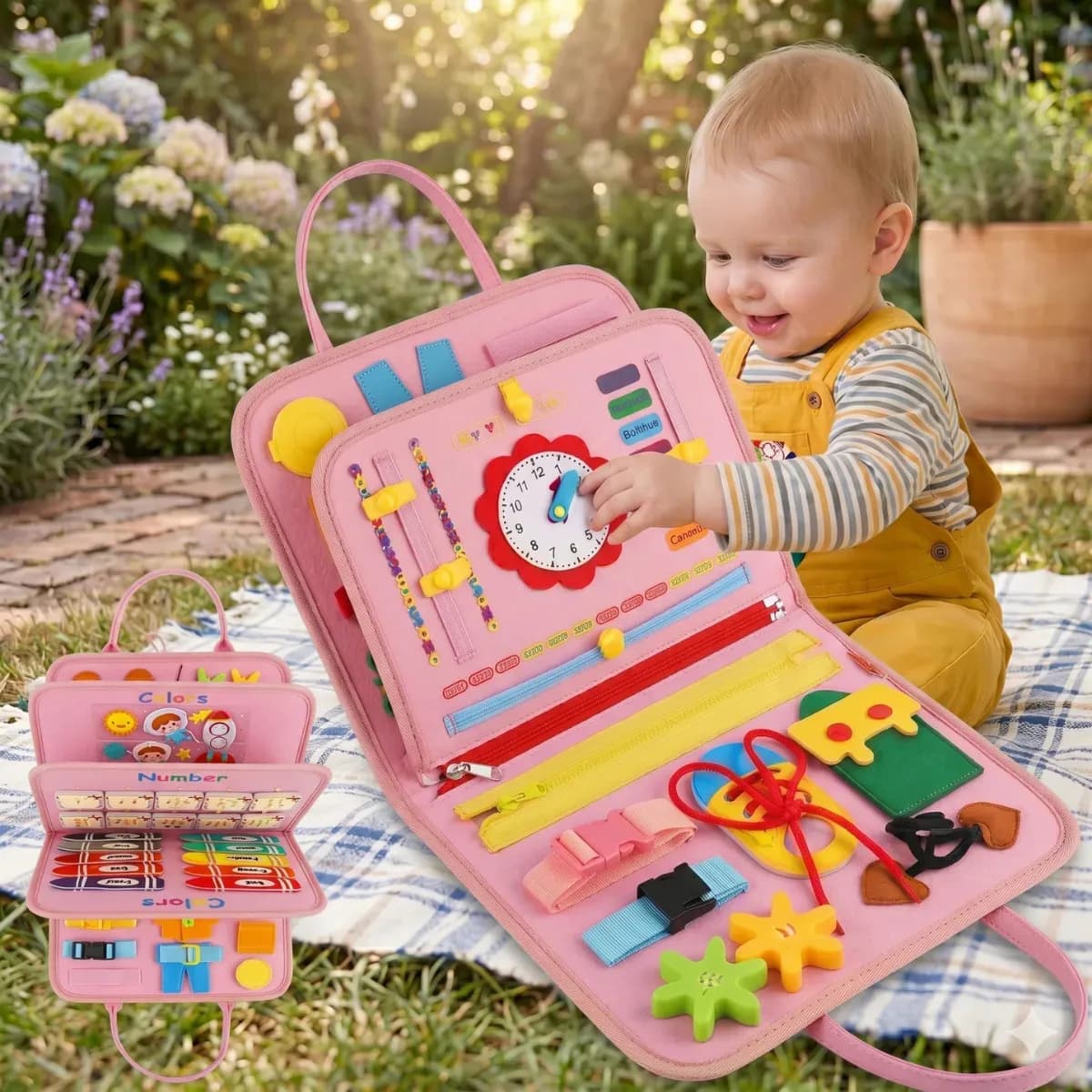 Maleta Educativa Montessori Sensorial Menino Menina Infantil Brinquedo Educativo Atividade Sensorial Cor Rosa Inpari Imports — imagem 6