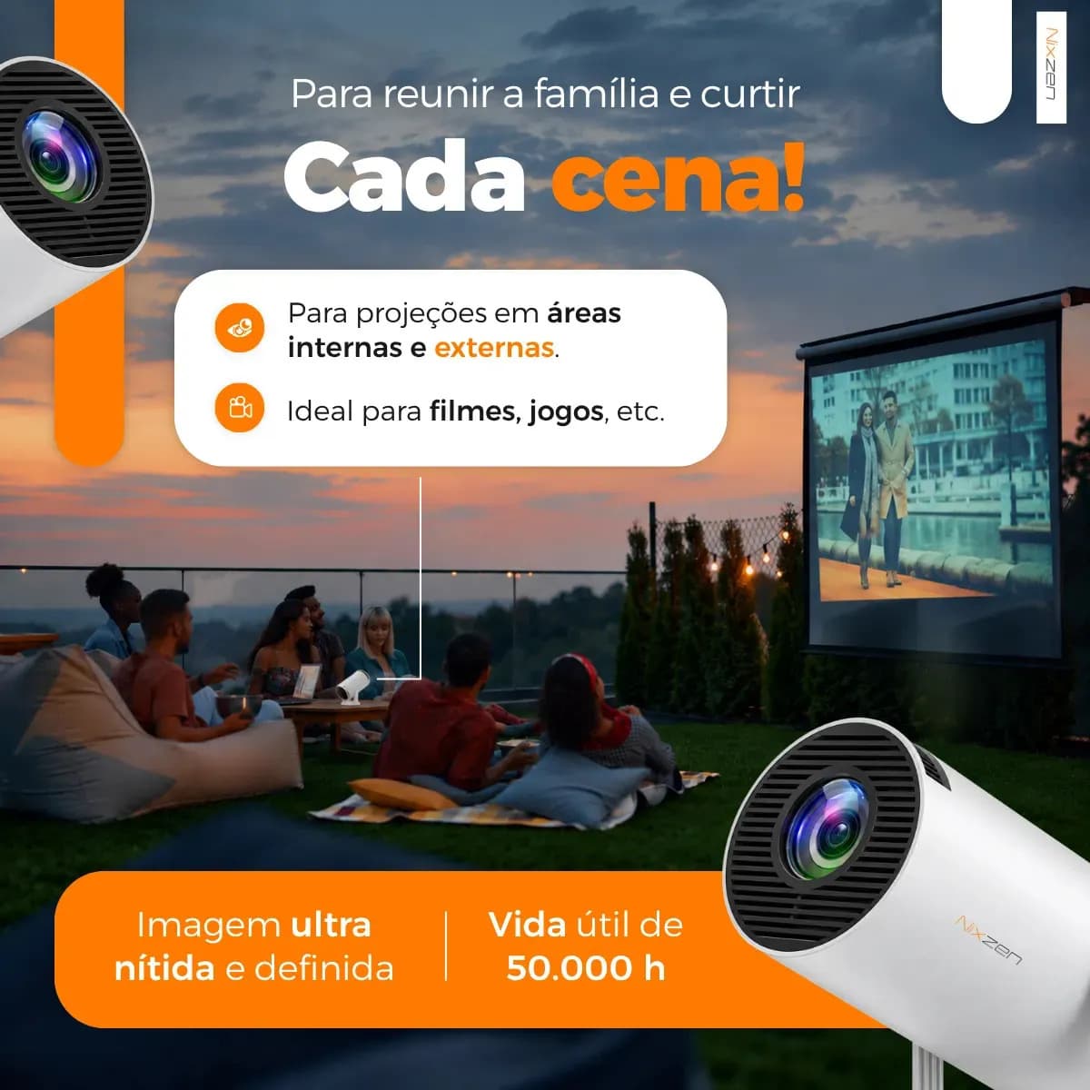 Projetor Portátil Mini HY300 4k Full HD 1080p Smart Tv Android 11.0 Wi-Fi Bluetooth Home Theater Cinema Em Casa TV Imagem Nítida Som Potente Alta Resolução Com  — imagem 5