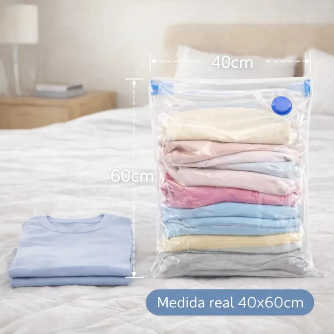 Kit 10 Sacos A Vácuo 40cmx60cm Kit Com Bomba Organizador De Roupas Viagem Casa Mala Otimização De Espaço — imagem 3