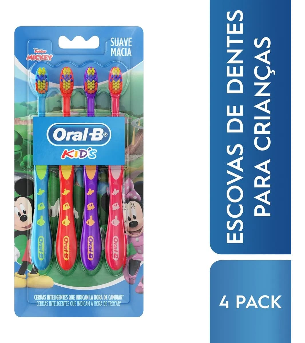 Escova de Dentes Infantil Oral B Kids, para uma Limpeza Completa, Cerdas Macias, 4 Unidades, Multicolor — imagem 5