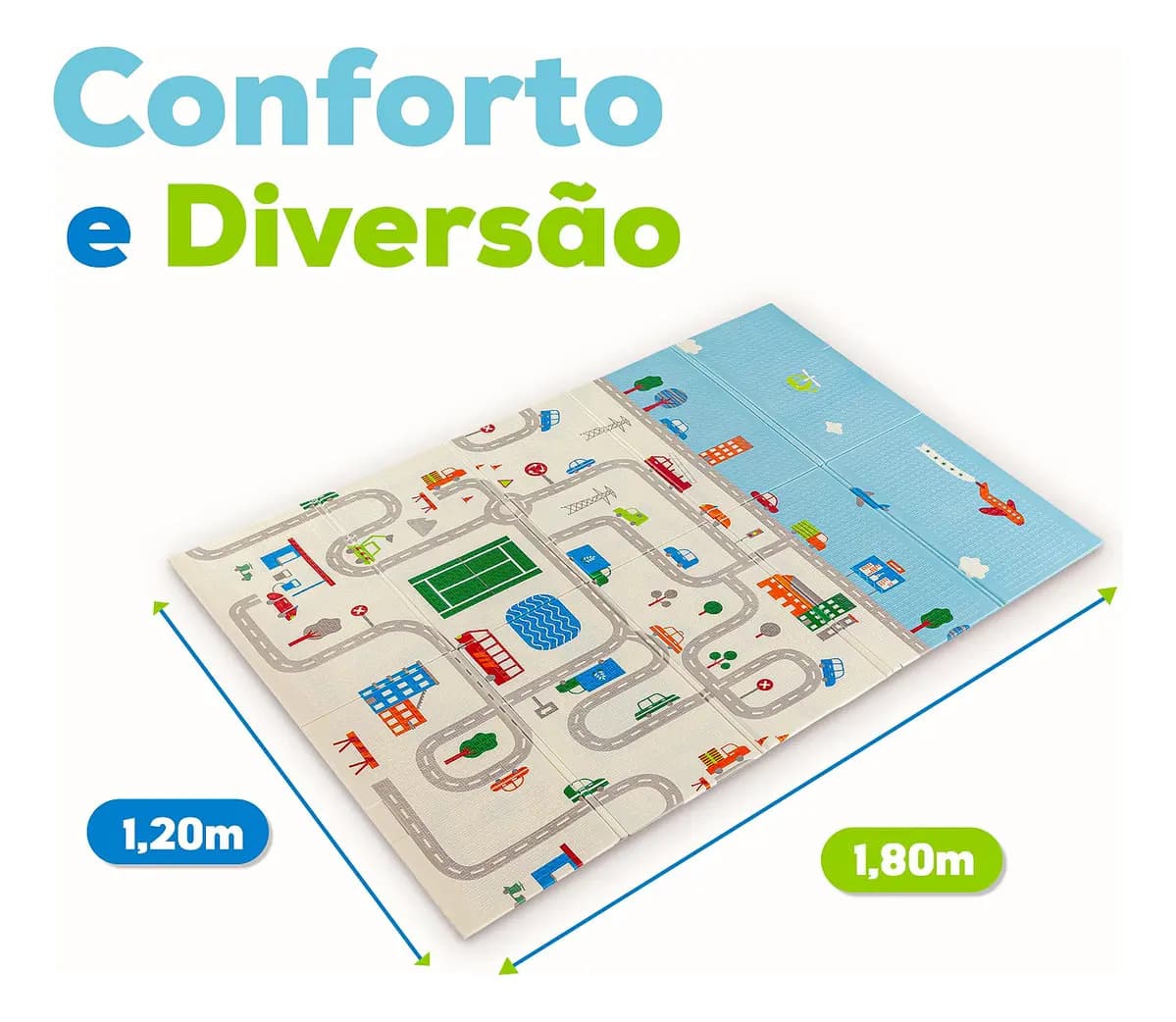 Tapete Infantil Emborrachado Sensorial Dobrável Dupla Face Educativo Cidade I Love Baby — imagem 6