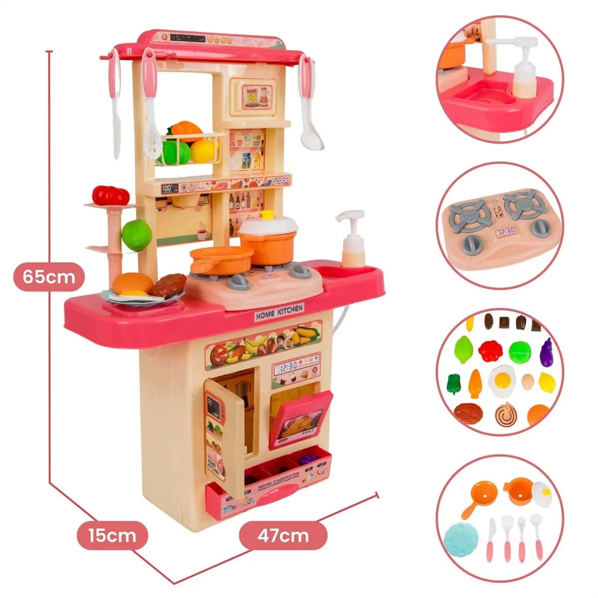 ATENTU Kit Cozinha De Brinquedo Completa Infantil Cor Rosa — imagem 2