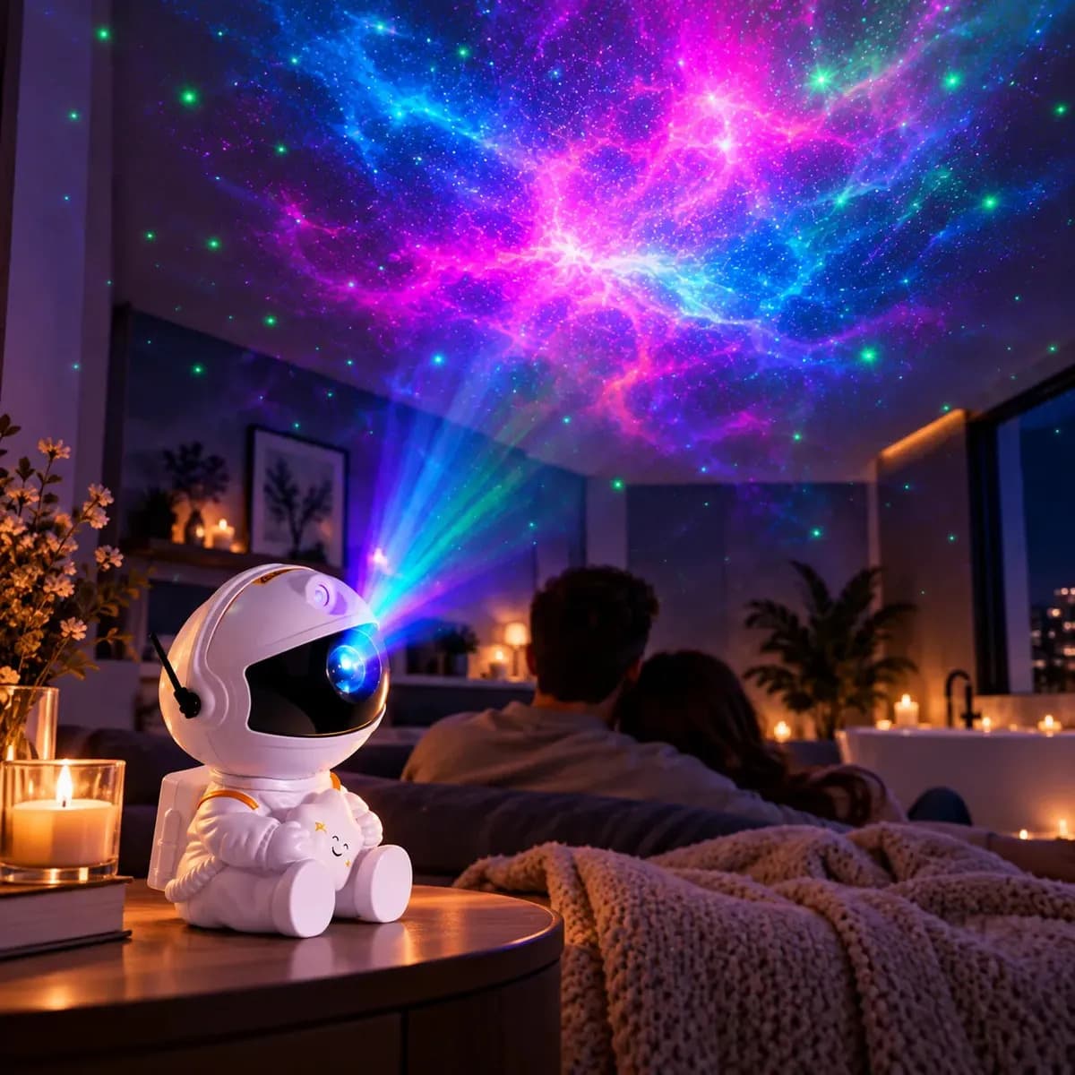 Projetor Astronauta de Galáxia e Estrelas LED Com Controle Remoto USB — imagem 5