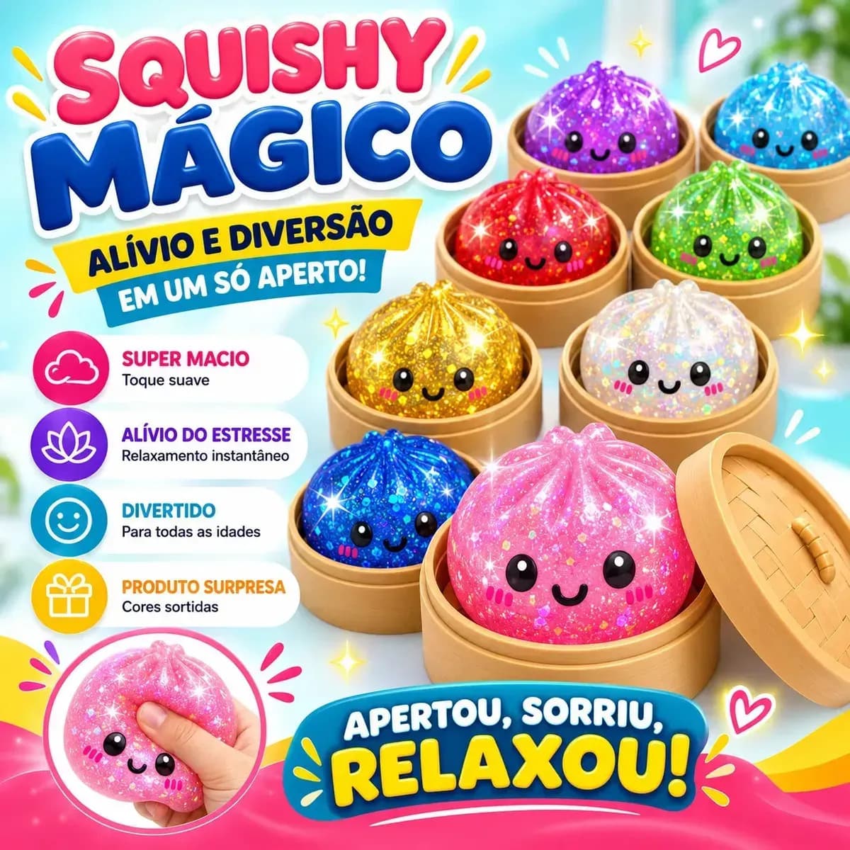 Squishy Brinquedo Antistress Macio Glitter Raro Colecionável — imagem 5