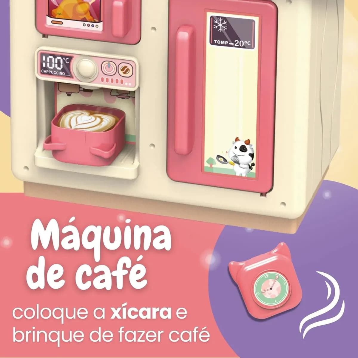 Cozinha Infantil Brinquedo Com Luz 33 Acessórios Sai Água Rosa — imagem 6