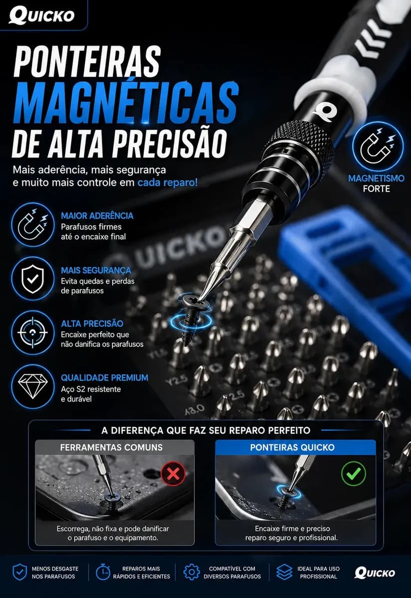 Kit Jogo de Ferramentas Precisão Magnético 115 Peças Quicko para Reparação Kit Completo Para Assistencia Tecnica Celulares Jogo De Chave Abrir Celular Equipamen — imagem 5