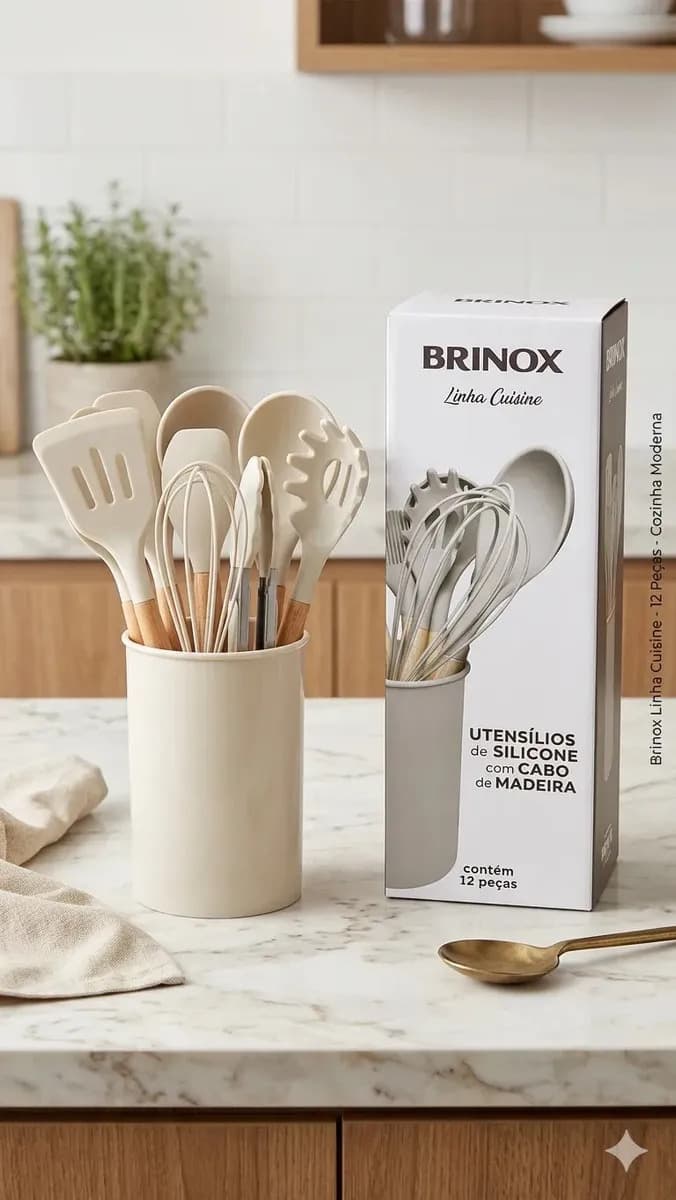 Kit Silicone Para Panelas Brinox - 12 Peças Madeira — imagem 5