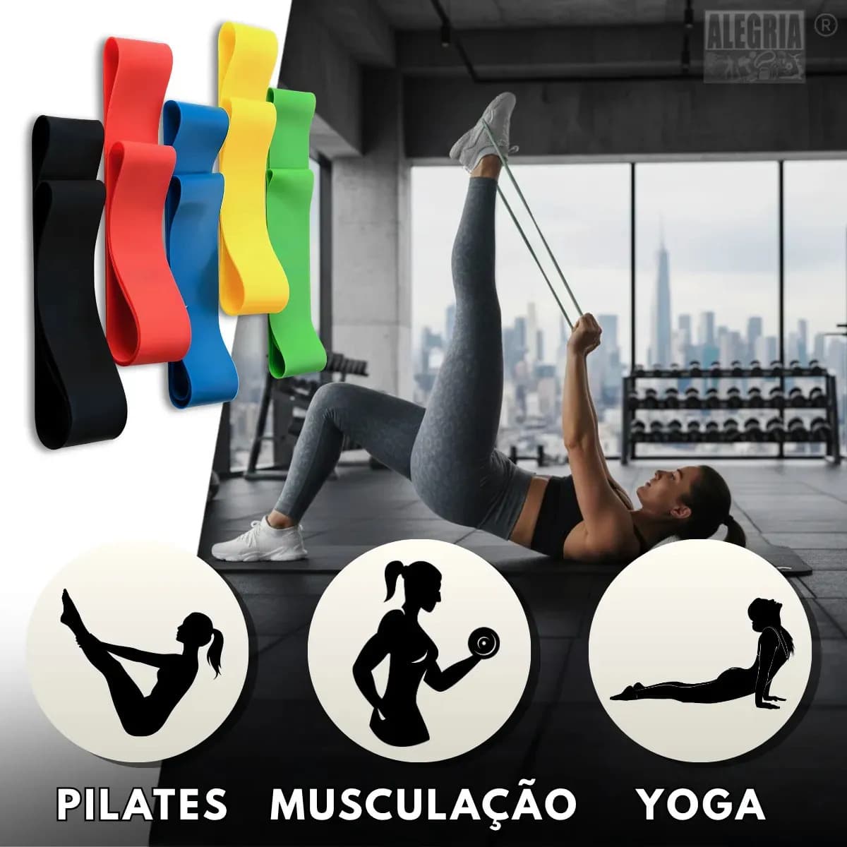 Kit 5 Faixa Elástica Super Mini Band Extensor Elástico Para Treino Resistência Funcional Academia Ginástica Yoga Esporte Banda Extra Forte De Treinamento Pilate — imagem 6