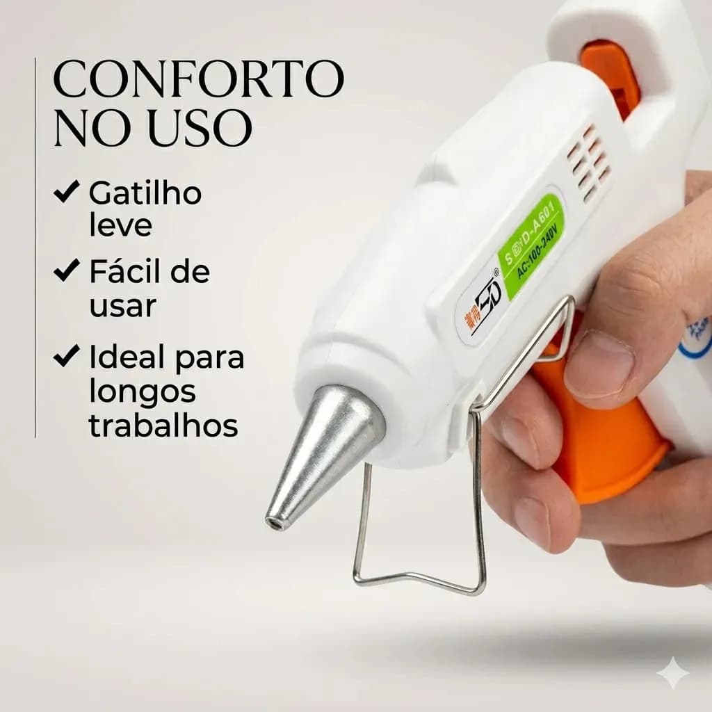 Pistola de Cola Quente 20W Bico Fino Bivolt com 5 Bastões 7mm Niadri Imports — imagem 5