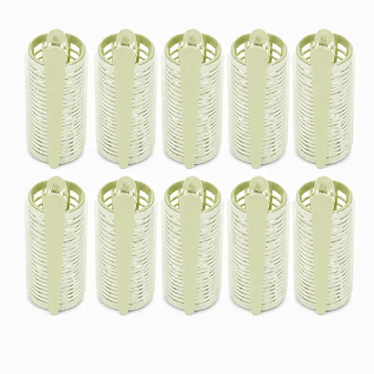 Kit Bobs com Velcro médio + clips Prisilha bico de pato ondulador Modelador cachos franja autocolante Para Cabelo 10 unidades Verde