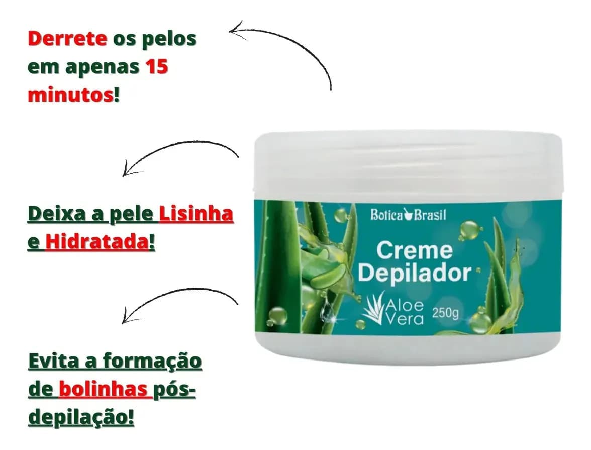 Botica Brasil creme depilatório sem dor 15 minutos corporal 240g — imagem 3