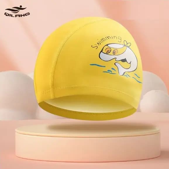 Hero Band touca de natação infantil profissional impermeável cor amarela golfinho — imagem 3