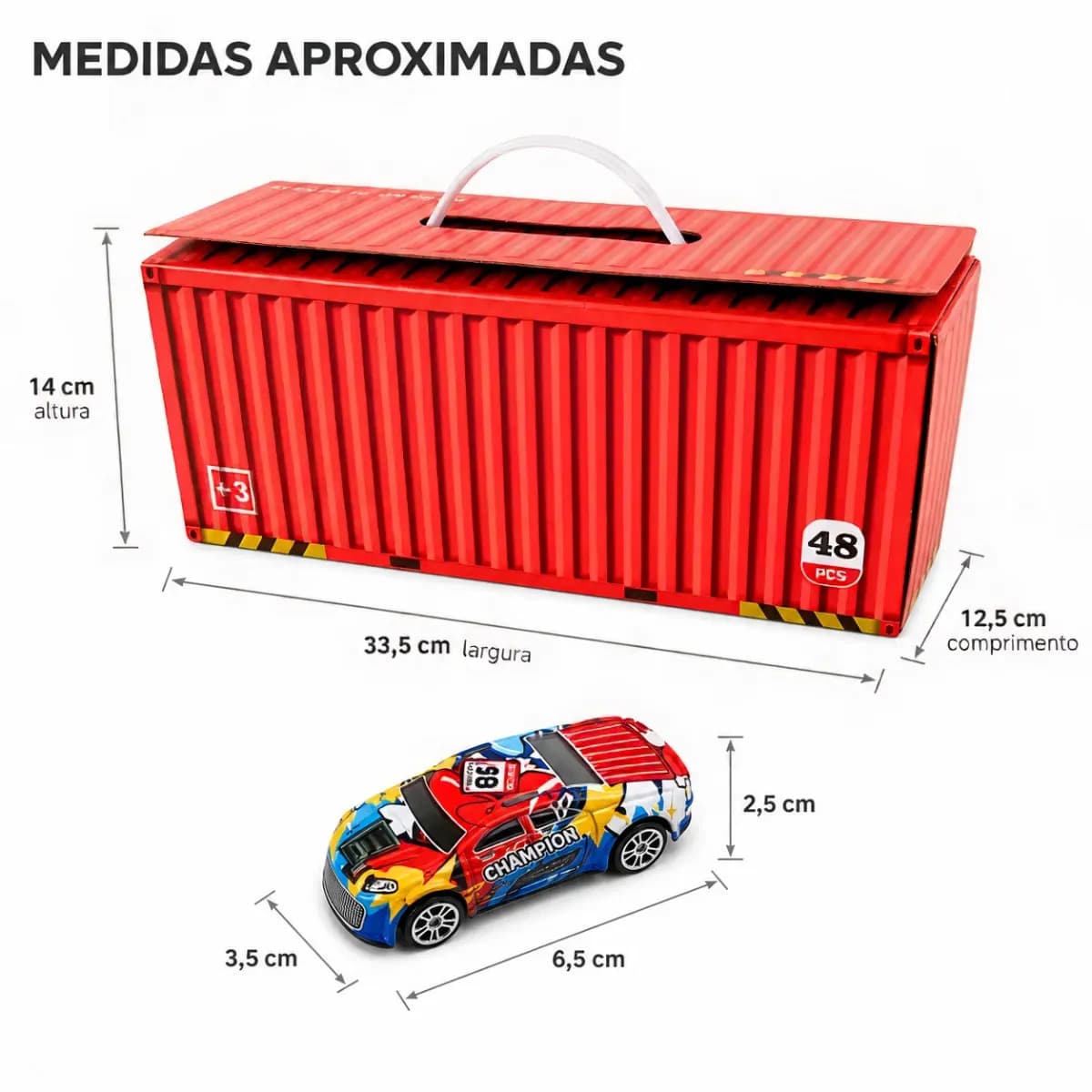 Kit 48 Super Carrinhos Infantil Com Garagem, Container de Carrinhos Tabuleiro De Estacionamento E Embalagem Em Formato de Container — imagem 5