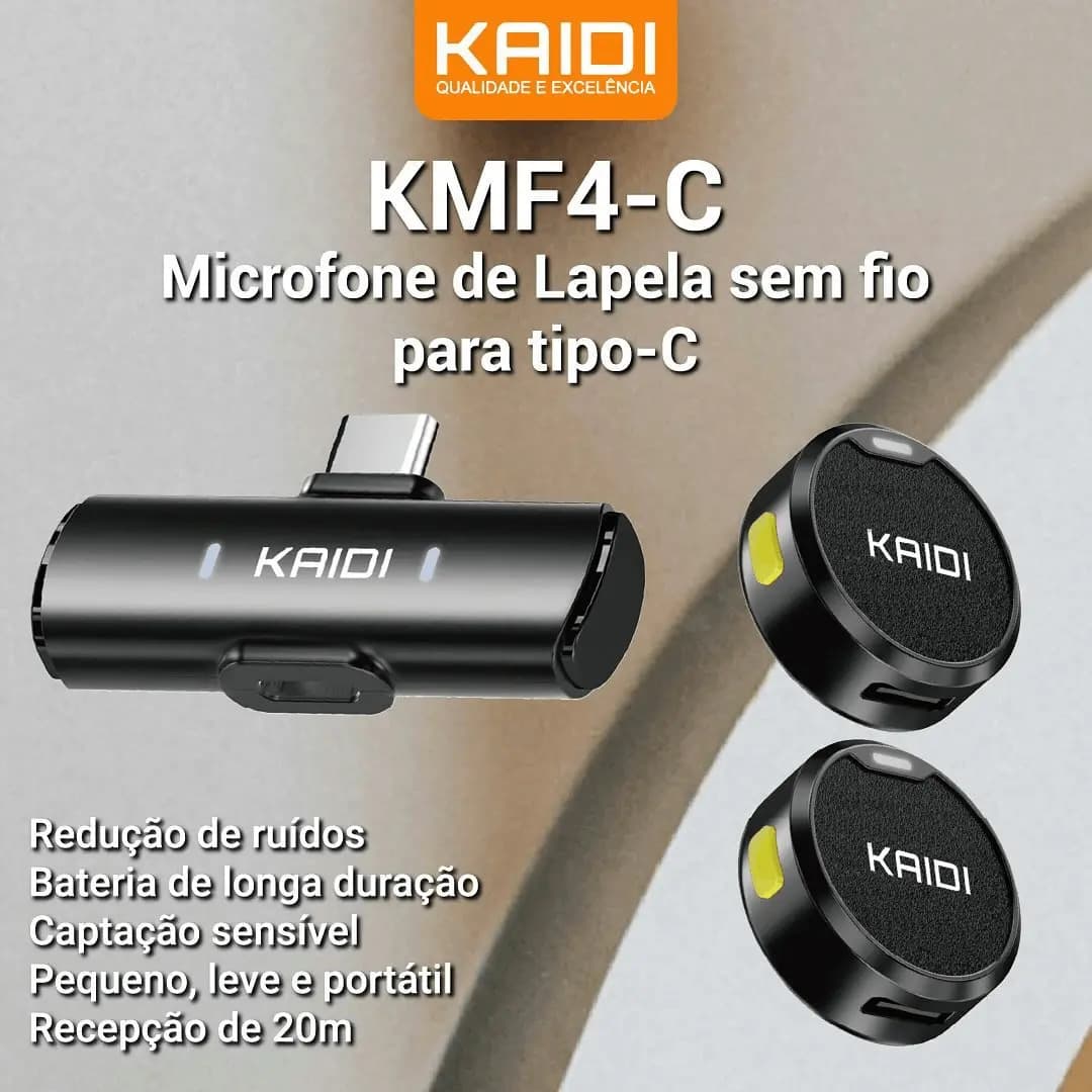 Microfone Lapela Sem Fio Kaidi Tipo-C — imagem 3