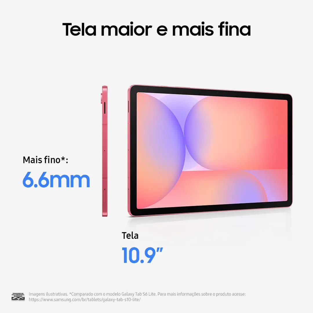 Tablet Samsung Galaxy Tab S10 Lite WiFi, 128GB, 6GB RAM, Tela 10.9", S Pen e Capa Smartbook Cover Inclusas Vermelho — imagem 2