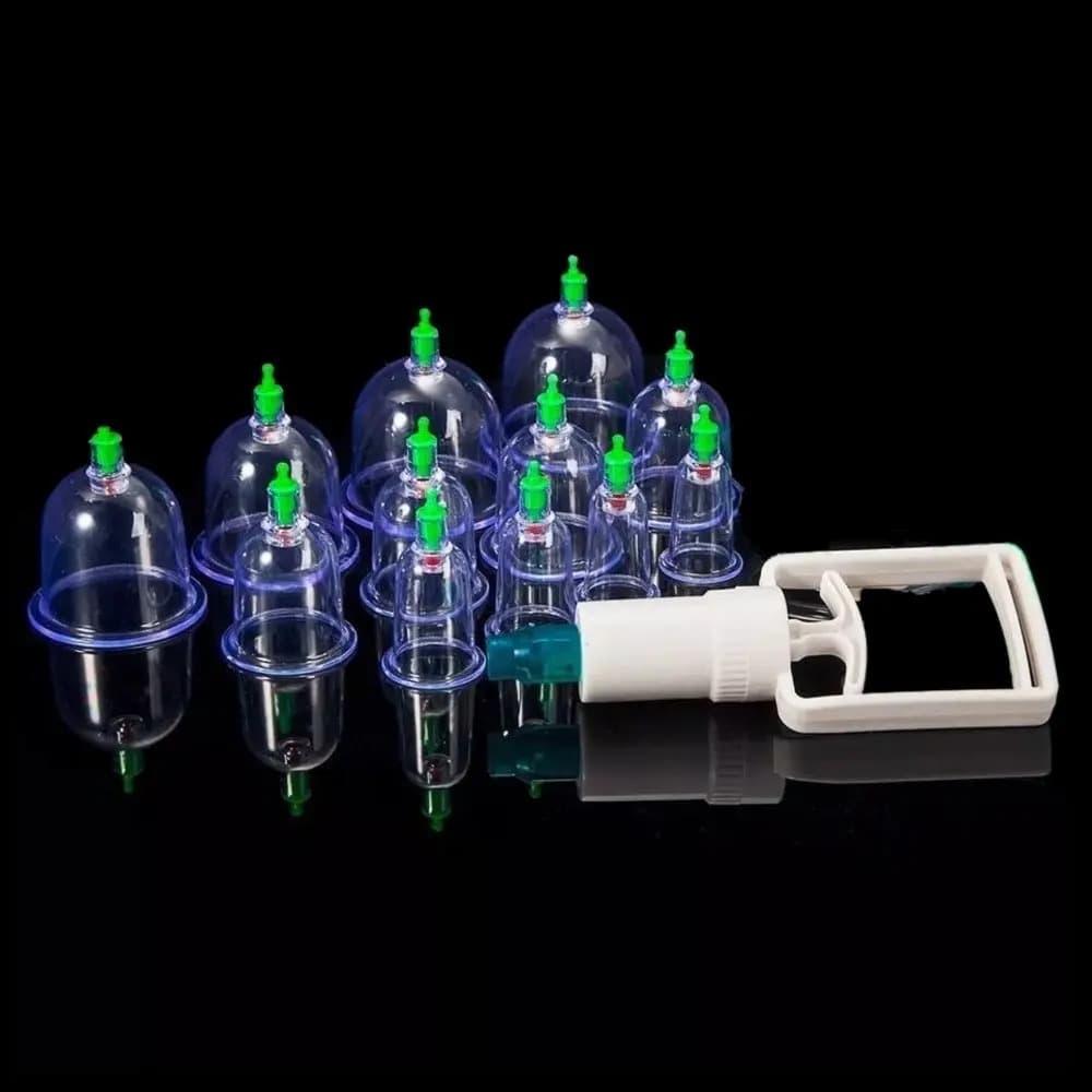 Kit 12 Ventosas Com Bomba Ventosaterapia Massoterapia Chines — imagem 2