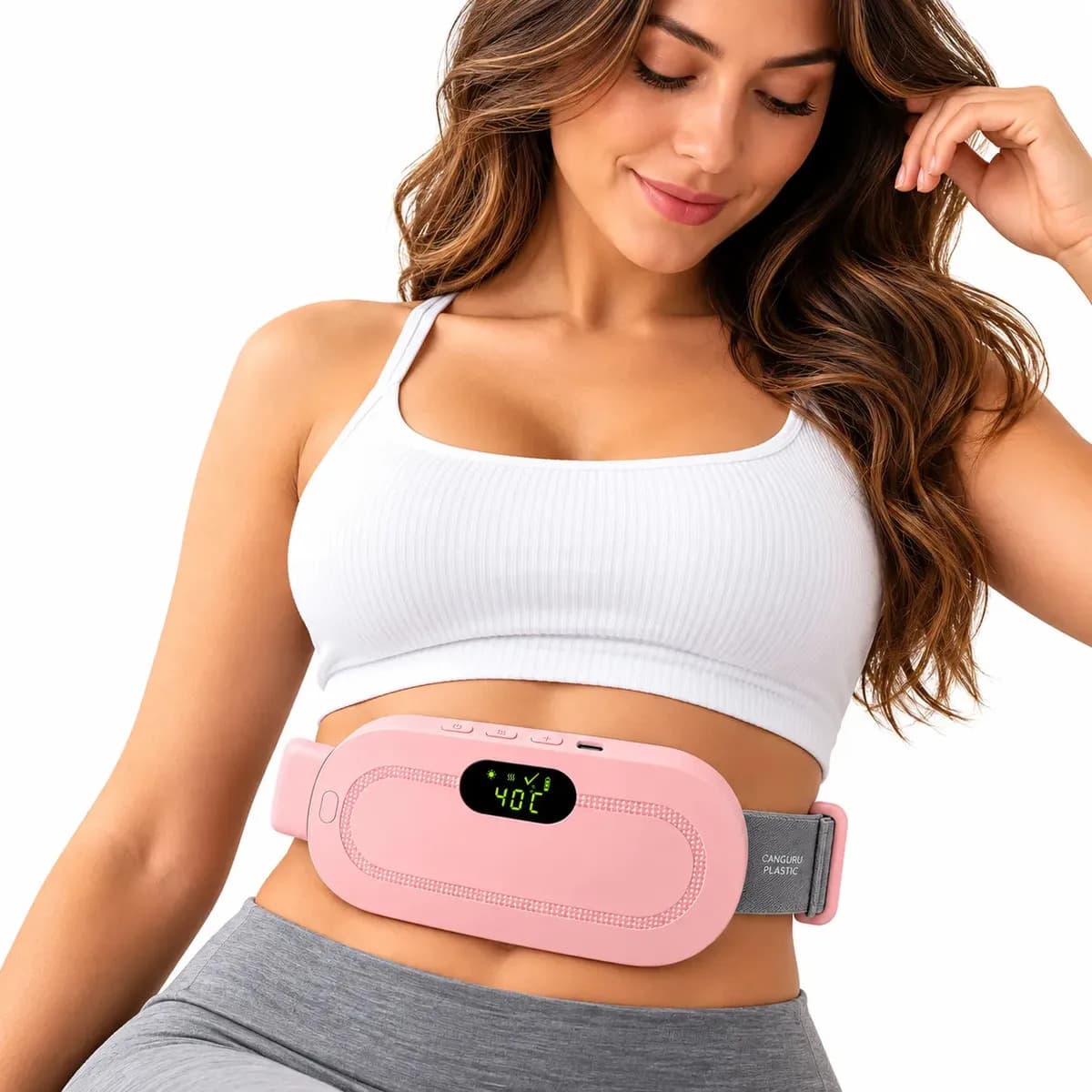 Cinta Massageadora Elétrica Para Cólica Menstrual com Aquecimento e Vibração USB