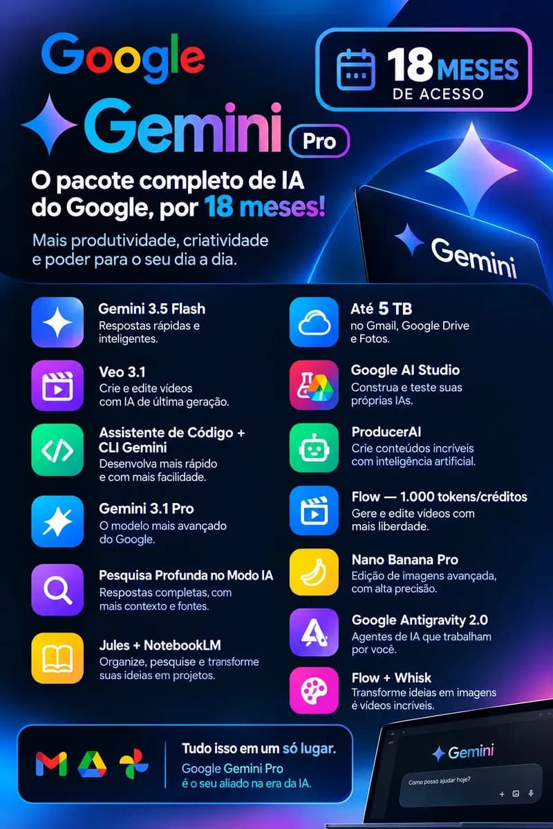 Gemini Pro Argon + 5tb Google Drive 18 Meses - 1 Mês De Garantia — imagem 2