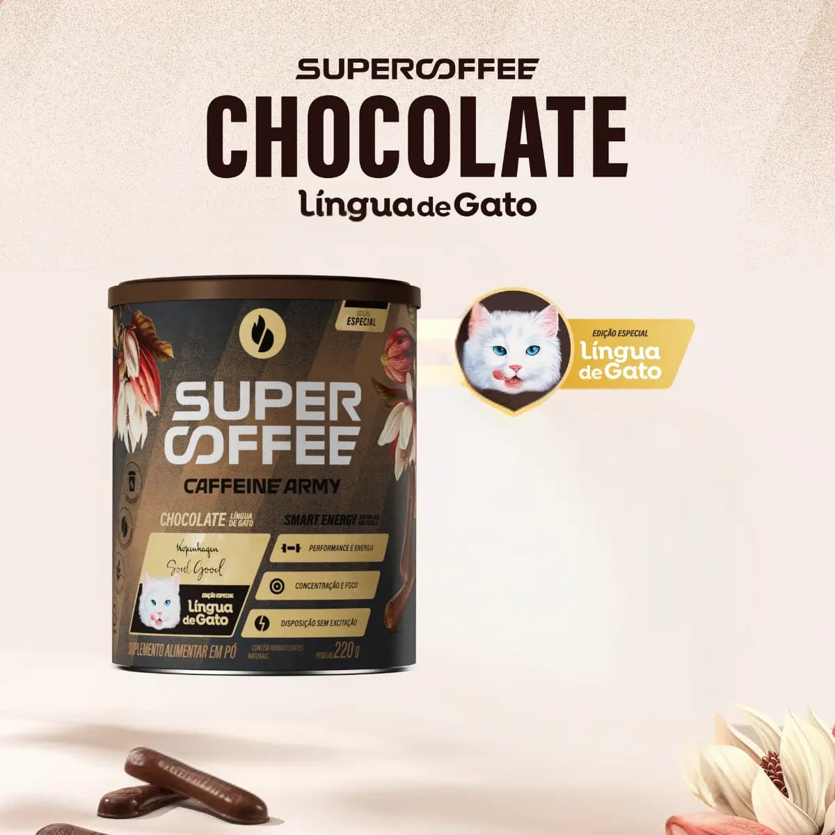 Supercoffe Chocolate Grande 220g Nova Formula 3. Sabor Língua De Gato — imagem 5