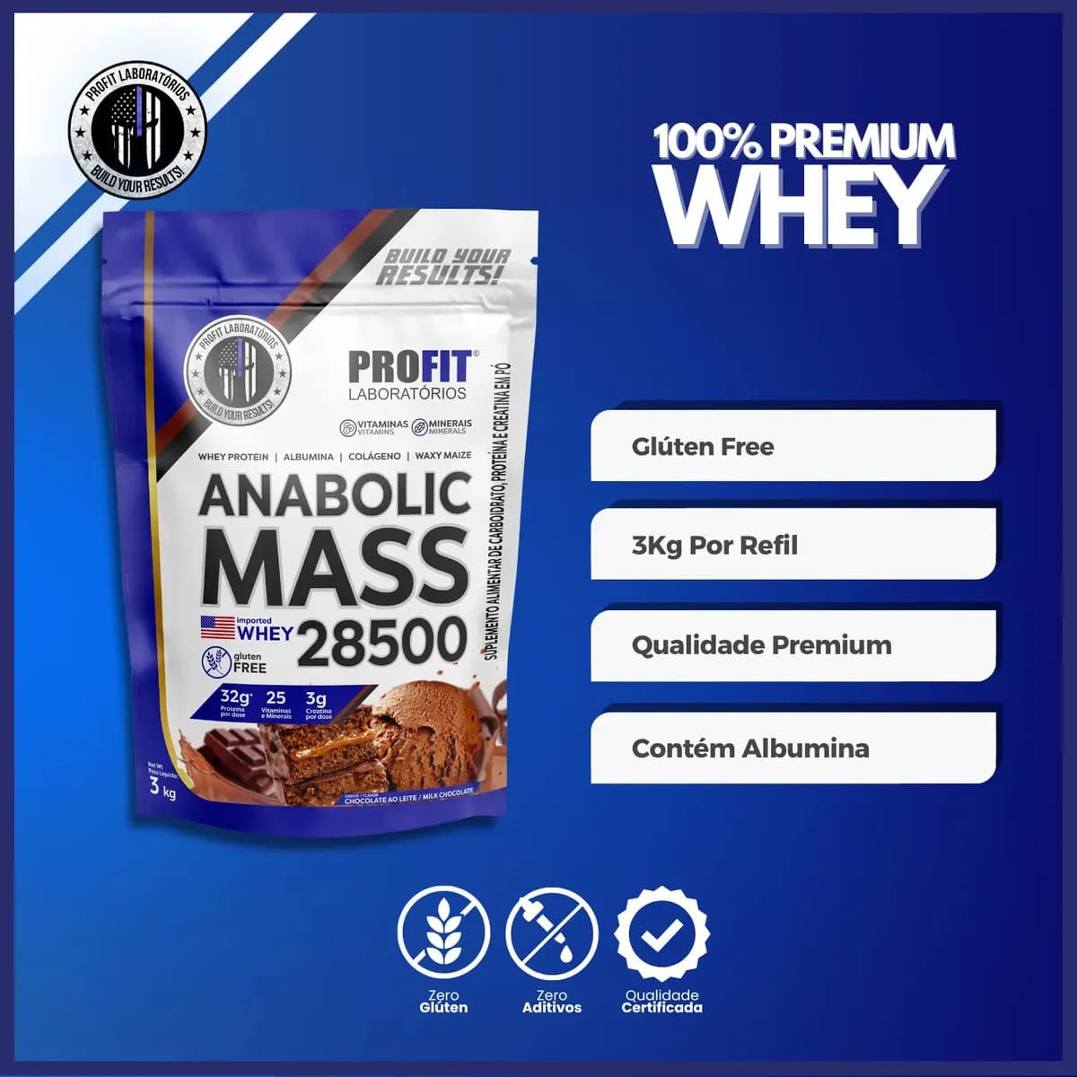Anabolic Mass 28500 3kg Profit Labs Sabor Chocolate — imagem 4