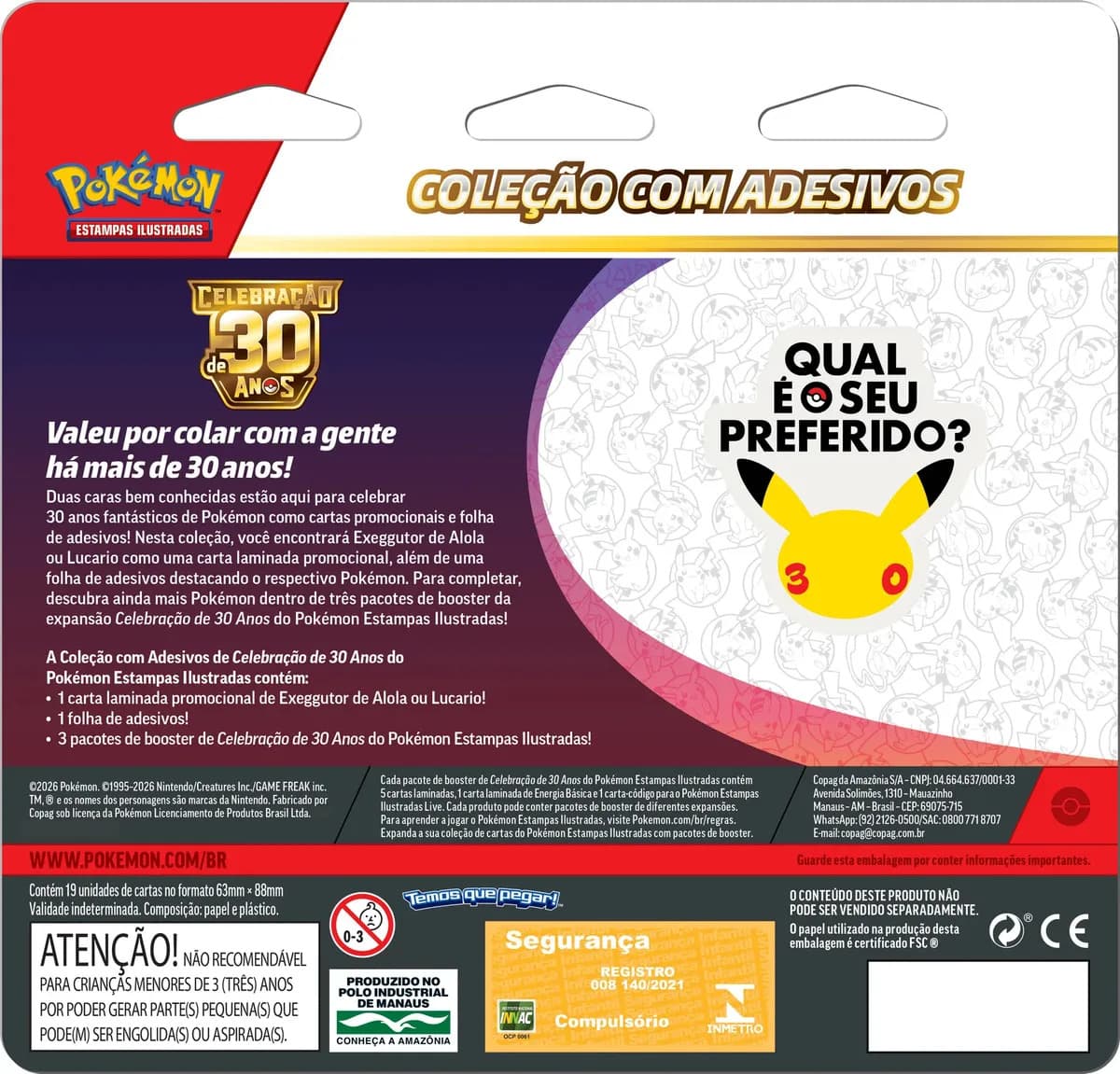 Pokémon Celebração de 30 anos – Blister Triplo com Adesivo Lucario — imagem 2