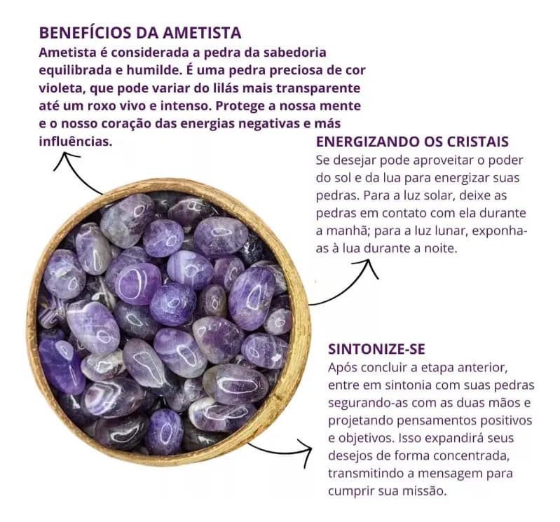 Cristal Ametista Rolada 200g Pedras Semipreciosas Naturais Violeta Kit 35 Unidades — imagem 3