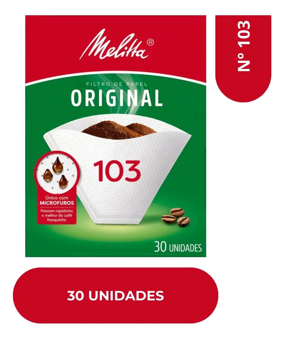 Filtro de papel para café Melitta 103 com 30 unidades
