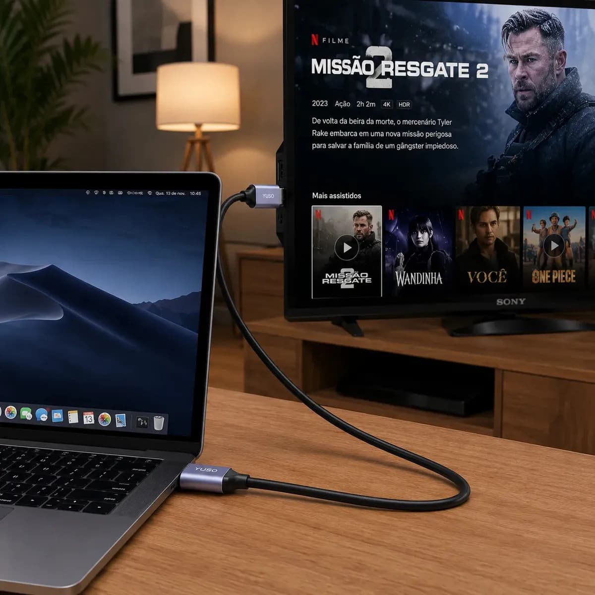 Cabo HDMI 2.1 8K 1,5 metros 4K 120fps PS5 Xbox Series X/S TV OLED 48Gbps Blindado Compatível com PS5 Xbox Series PC Gamer Notebook TV - YUSO — imagem 2