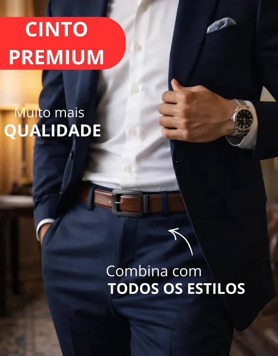 Cinto Duplo Masculino Couro Dupla Face 2 Em 1 Preto Marrom Social 120CM — imagem 5