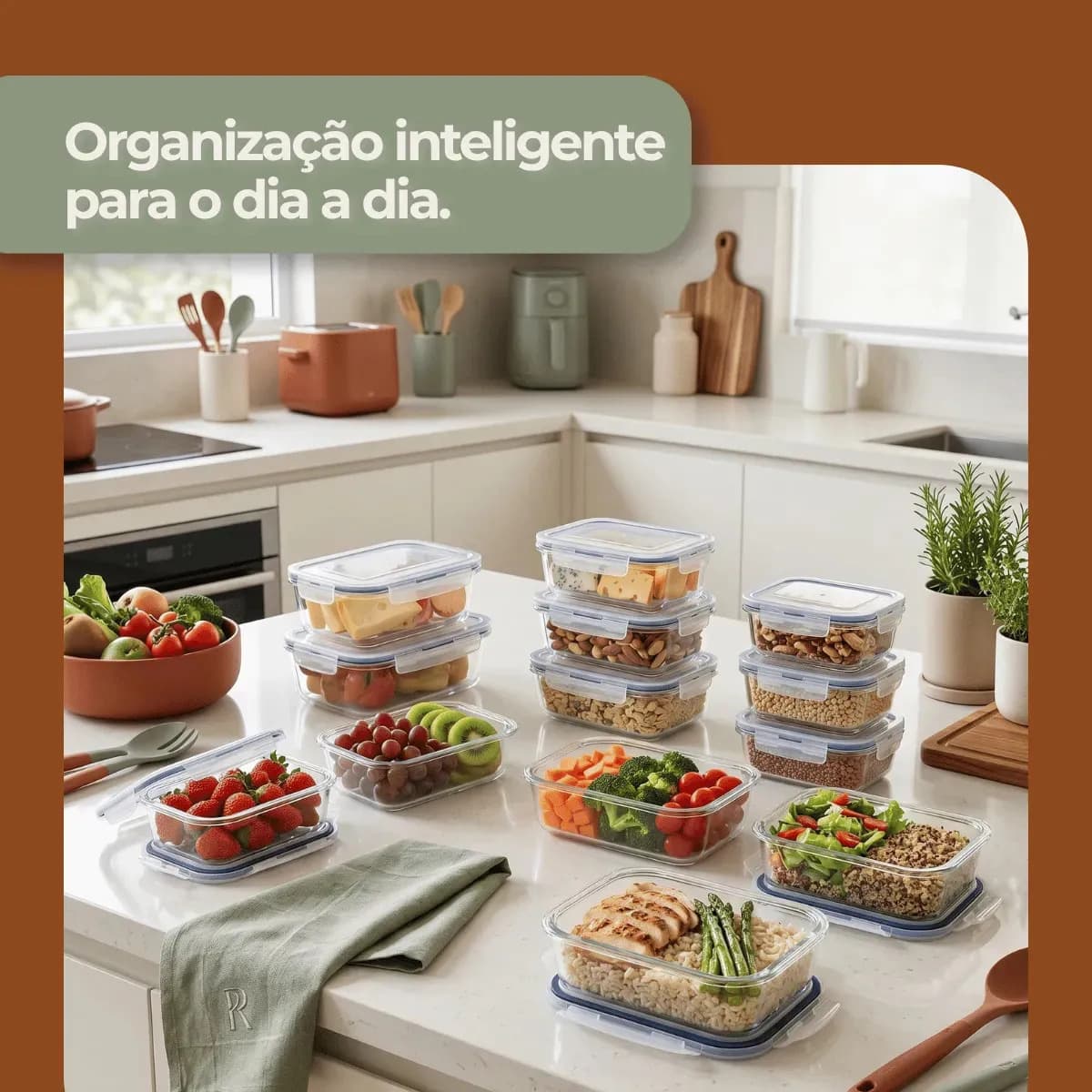 Kit 10 Pote De Vidro Marmita Hermético 640ml Freezer Fitness Rishon — imagem 4