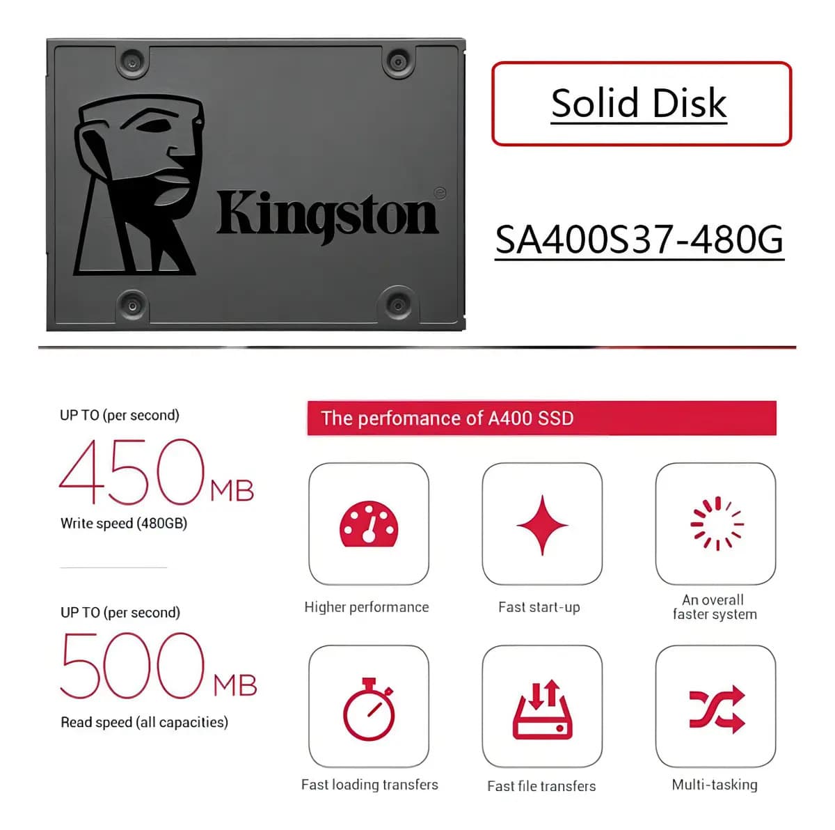 Hd Ssd 240gb Sata 3.0 Kingston A400 500mb/s Gravação 350mb/s — imagem 4