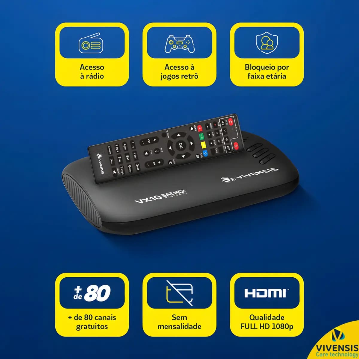 Receptor Vivensis VX10 Nova Parabolica TV Sem Mensalidade antena OI SKY Claro Vivo Cor Preto — imagem 6