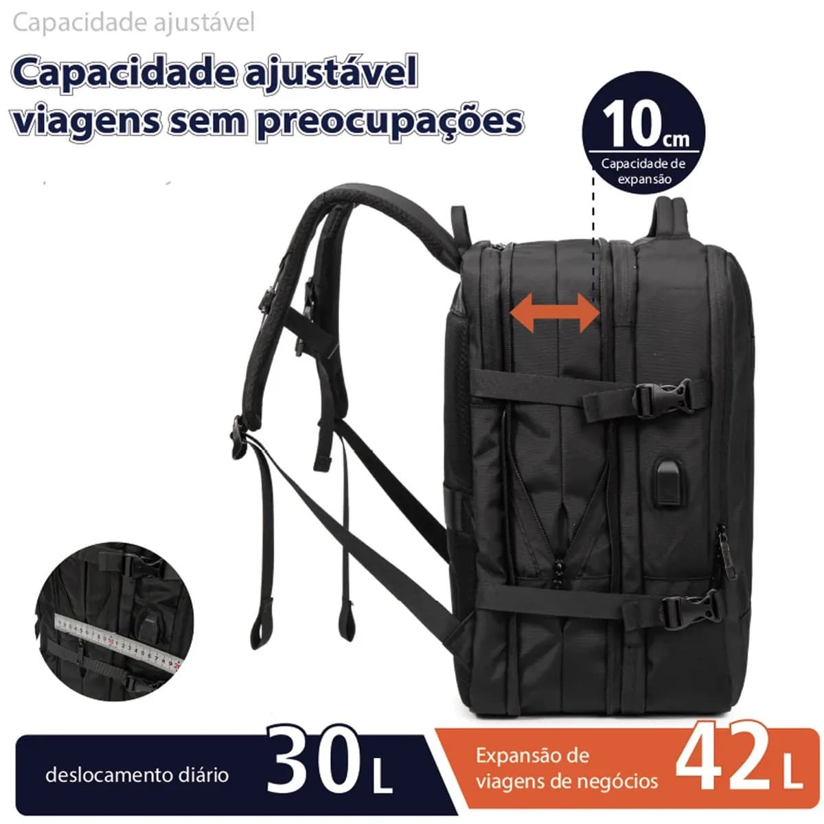 Mochila Para Notebook Impermeável com Porta USB e Senha Para Homem — imagem 3
