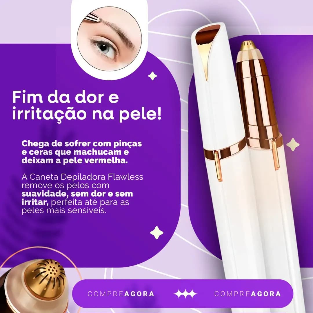 Kit Caneta Depiladora Sobrancelha + Batom Depilador Facial eletrico recarregavel - CROWLEY — imagem 3