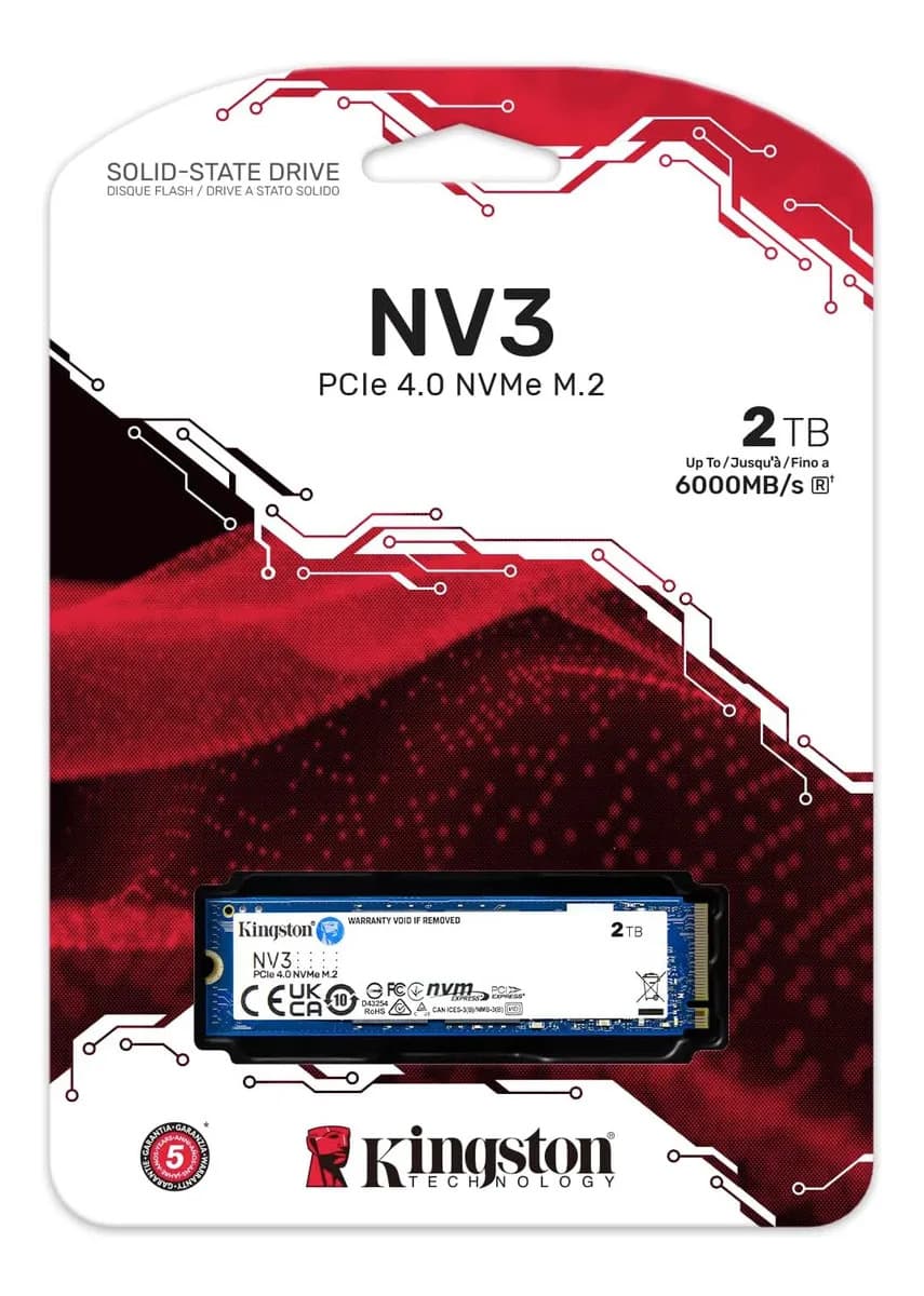 Ssd Servidor Kingston 2tb Nv3 Pcie 4.0 M.2 Nvme Snv3s/2000g Preto — imagem 3