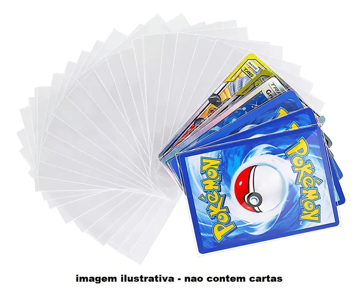 Sleeves Pokémon Básico Transparente 100 Unidades 65x90mm Central — imagem 4