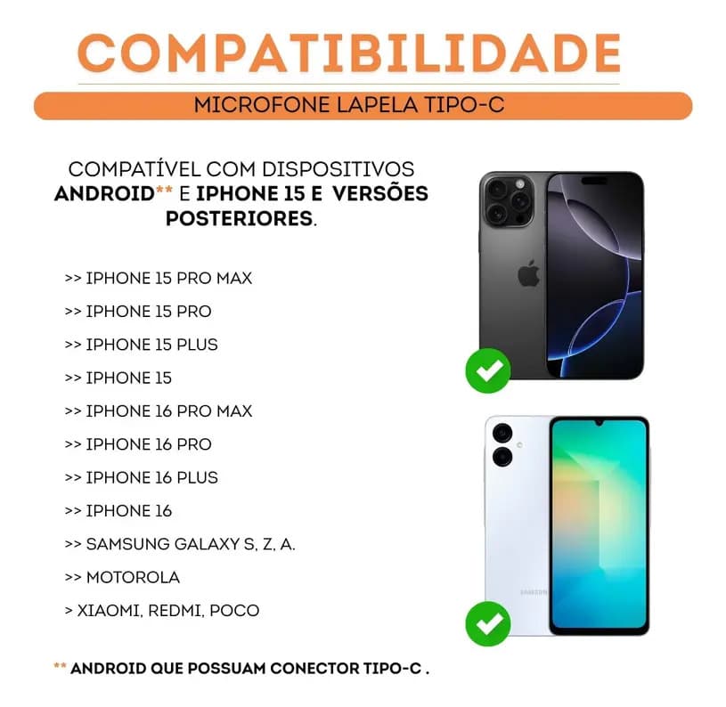 Microfone Lapela Sem Fio Kaidi Tipo-C — imagem 5