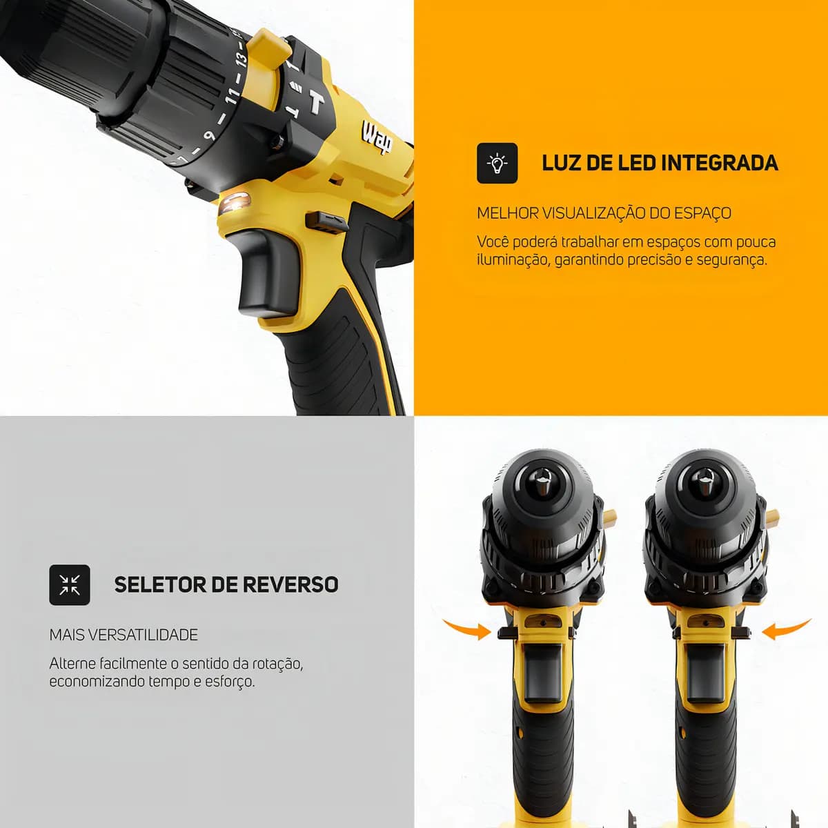 Parafusadeira e Furadeira de Impacto 3/8" WAP K21 ID02 2000 mAh — imagem 5