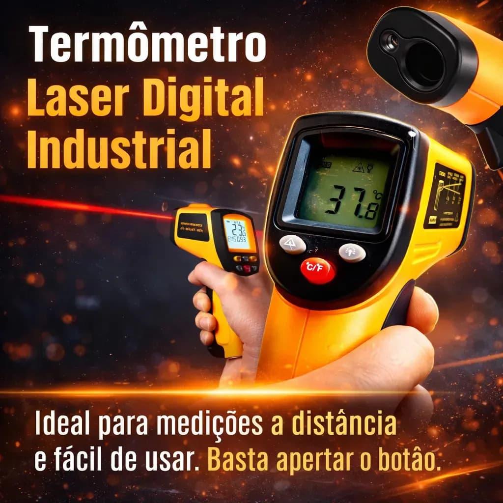 Termômetro Infravermelho Brasiliana Tech Digital Para Culinária E Industrial Até 400°C Laser Cozinha Churrasco Fritura Forno Visor LCD — imagem 5
