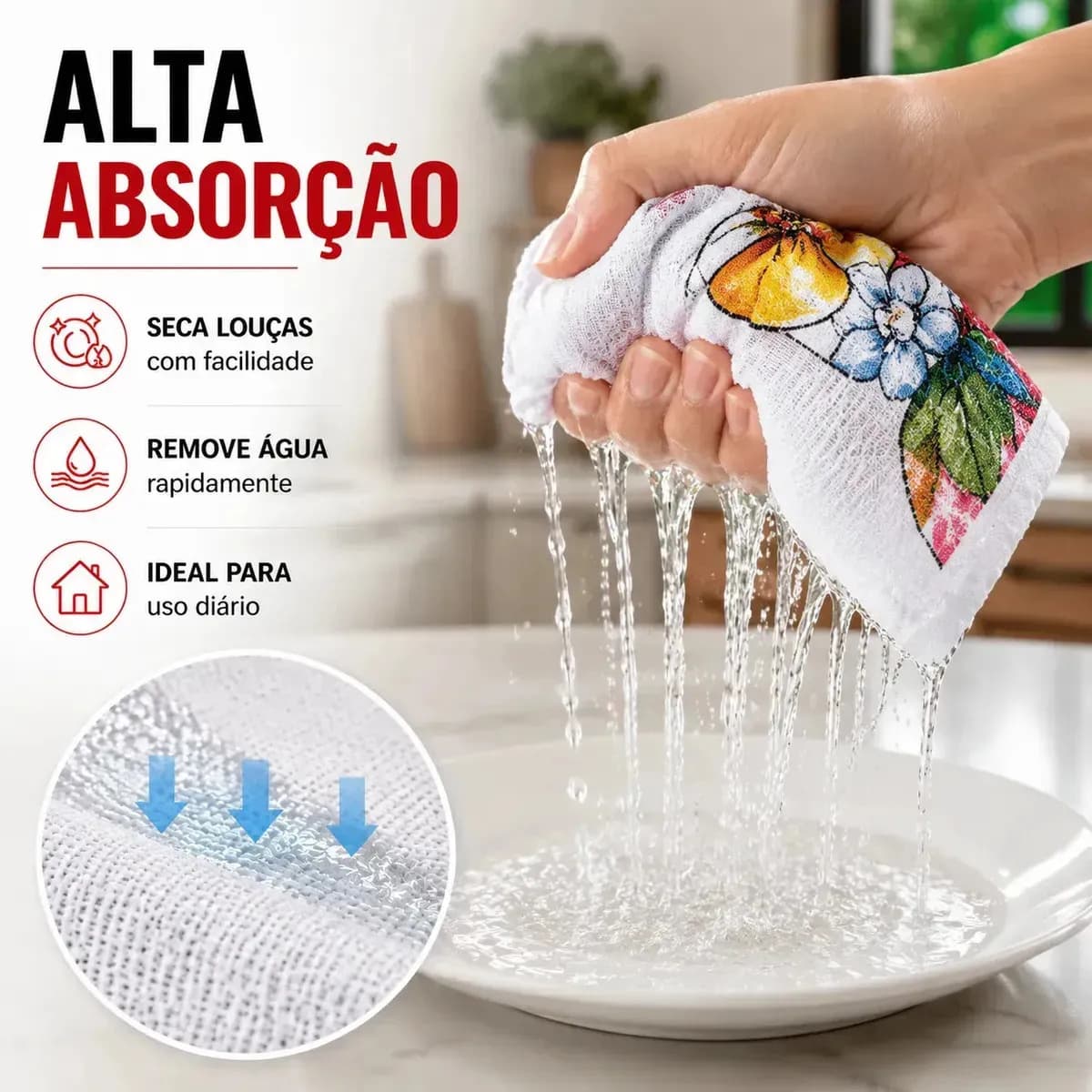 Kit Com 10 Panos De Prato De Algodão Estampado Grande Para Cozinha E Limpeza — imagem 5