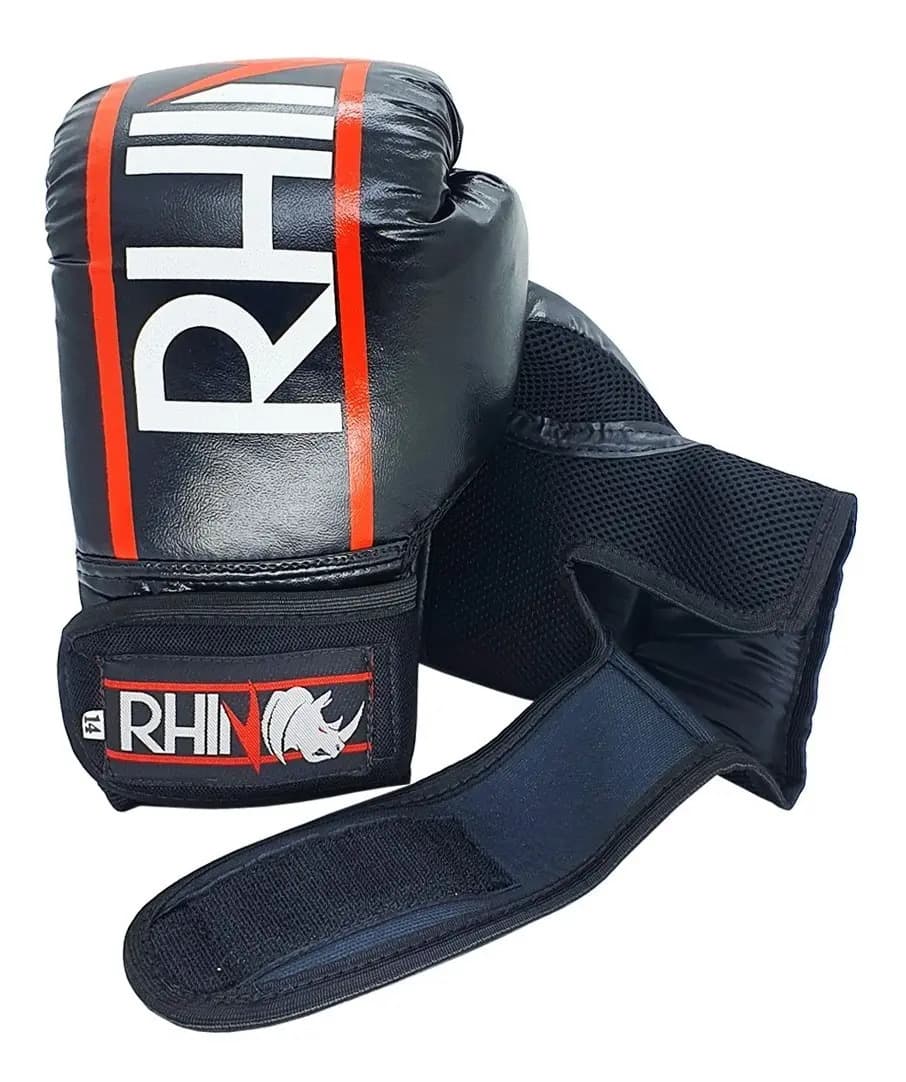 Luva De Boxe Muaythai Rhino Profissional Tamanho 12oz - Boxing Treino Saco de pancada Academia Competição Mão Força Unissex Cor Preto — imagem 2