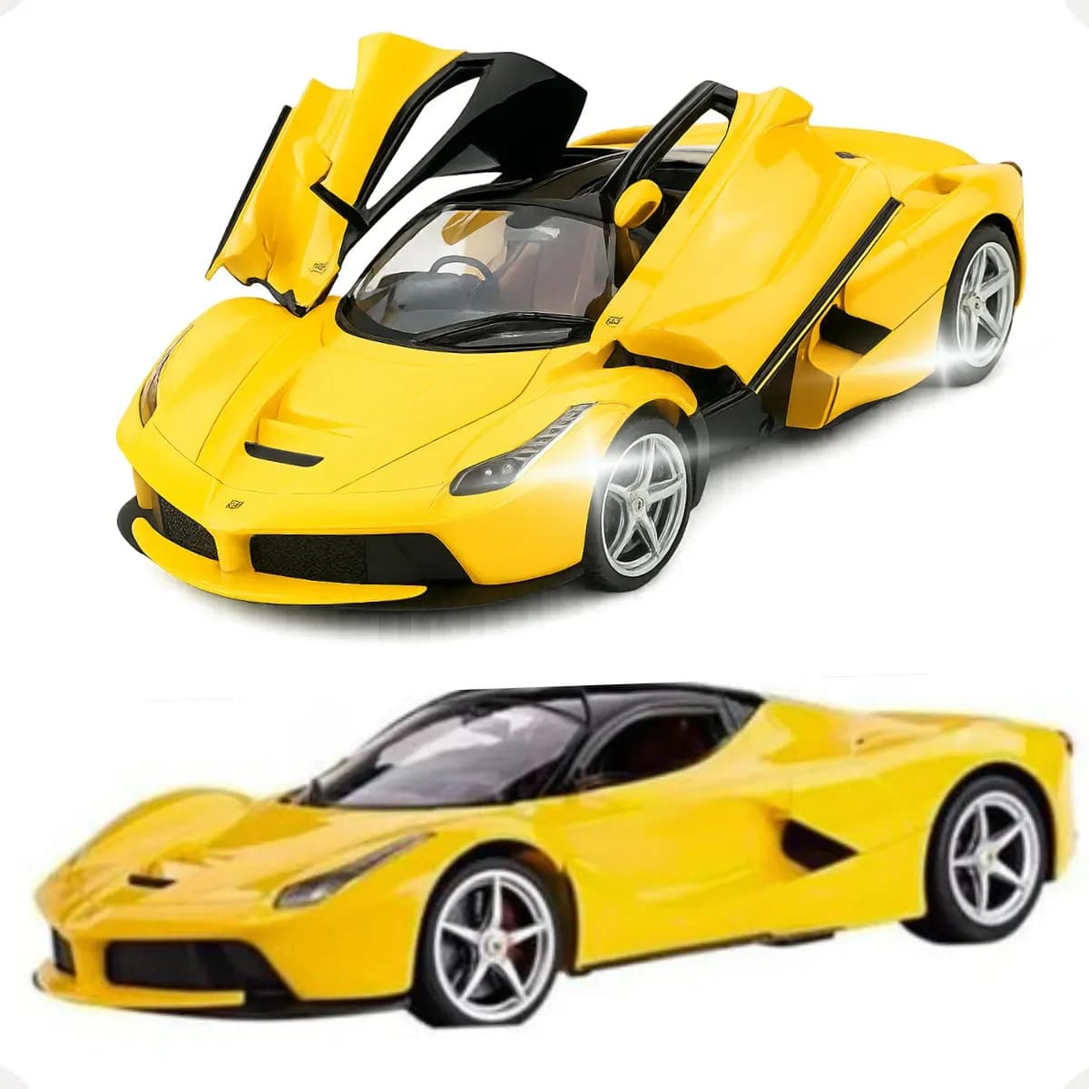 Brinquedo de Menino Carro Ferrari Carrinho Premium de Controle Remoto Amarelo Abre Portas Acende Farol Thevisionaries — imagem 6