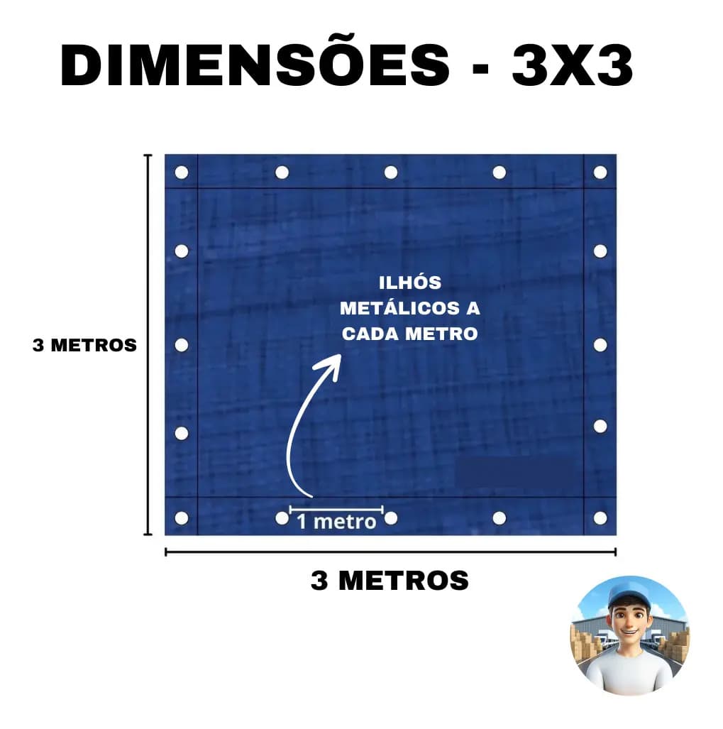 Lona 3x3 Mts Plástica Impermeável Azul Carreteiro Telhados Piscina Multi Uso 75g/m Bravvi — imagem 6