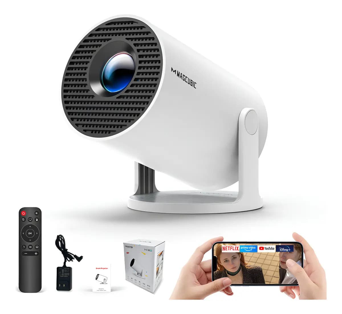 Magcubic Portátil Projetor Hy300pro Mini Smart TV Android 11 290Ansi Lumens Bluetooth 5.4 WI-FI 6 Full Hd 4K Hdmi Usb Cinema Home Branco — imagem 2