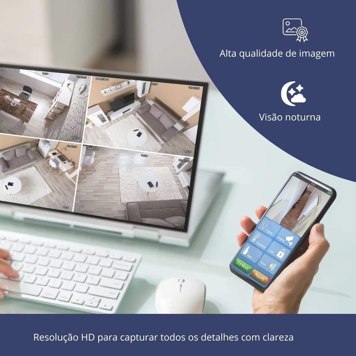 Câmera Ip A8 App Icsee Infravermelho Prova D'água Externa Wifi Hd Cor Branco — imagem 4