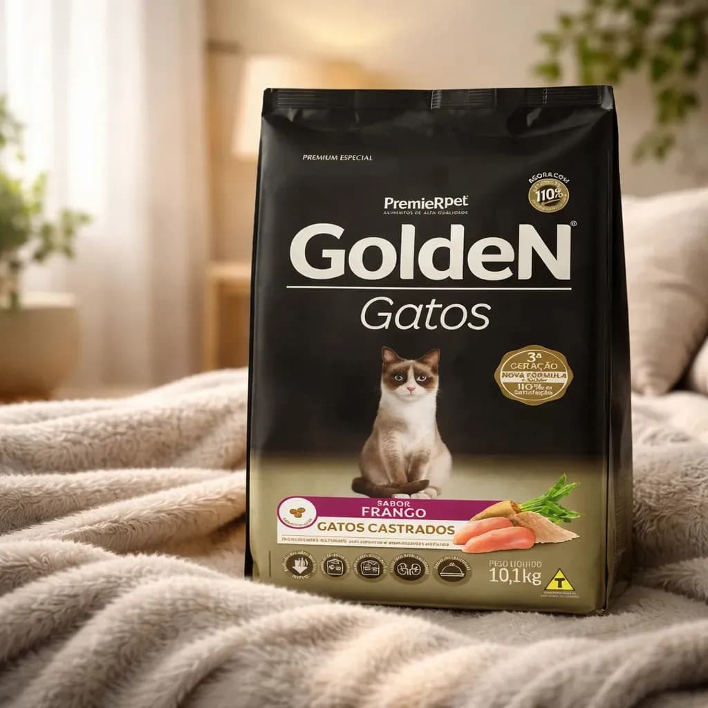 Golden Premium Especial Gatos Adultos Castrados Frango Castrados 10.1KG — imagem 2