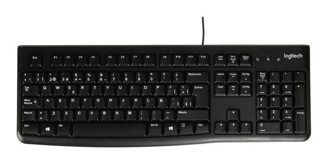 Teclado Logitech QWERTY Membrana espanhol espanha cor preto