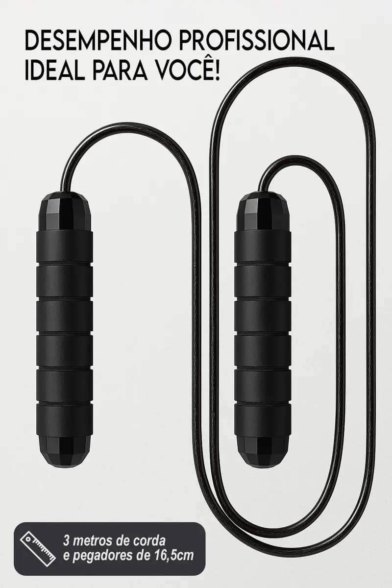 Corda de Pular Speed Rope 3M Profissional Academia Cross Fit com Rolamento Duplo Cabo de Aço e Pegadores Emborrachados Ajustável — imagem 3